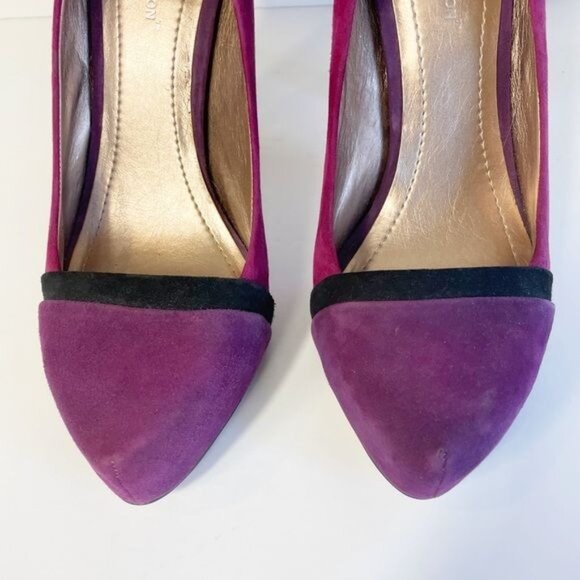 BCBGeneration Perries Suede Purple Black Colorblock High Heels Modern Size 9 - Picture 6 of 10